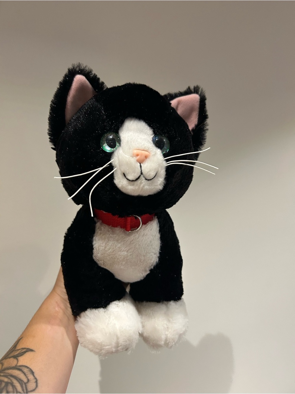 BUILD A BEAR Promise Pets TUXEDO CAT Black White PLUSH 11” Retired Green Eyes